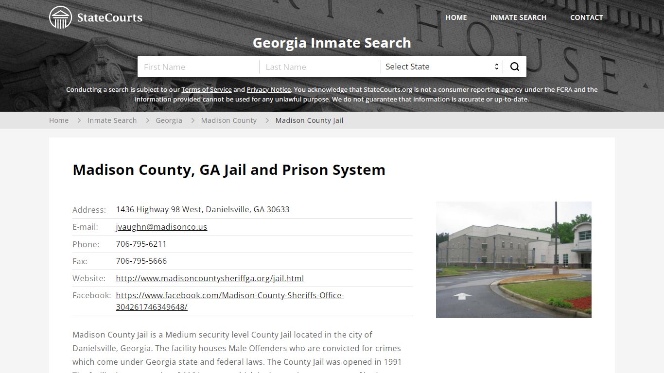 Madison County Jail Inmate Records Search, Georgia ...